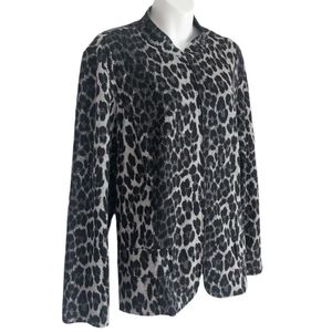 Chico's Animal Print Leopard Full Zip Bomber Jacket Coat
